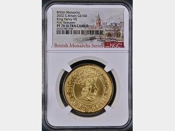 2022 ELIZABETH II BRITISH MONARCH SERIES 'HENRY VII' GOLD 1oz PROOF 100 POUND COIN PF70 UCAM TOP POP!