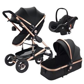 Baby Stroller 3 in 1 Portable Baby Carriage Black |