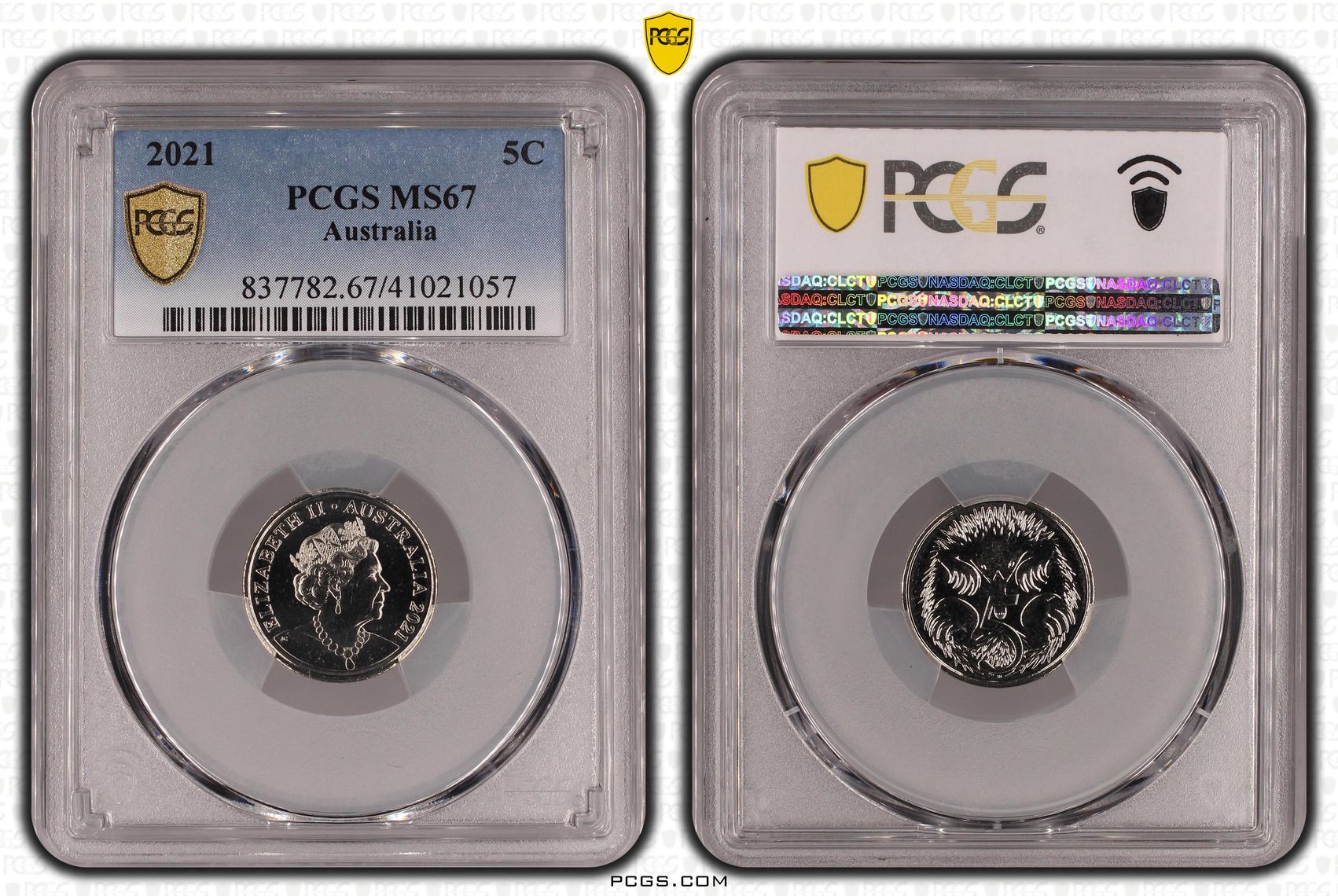 Elizabeth II, Five Cent, 2021, PCGS MS67