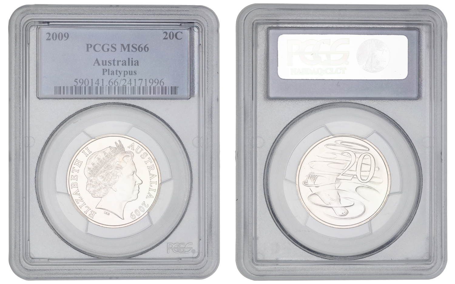 Elizabeth II, Twenty Cent, 2009, PCGS MS66