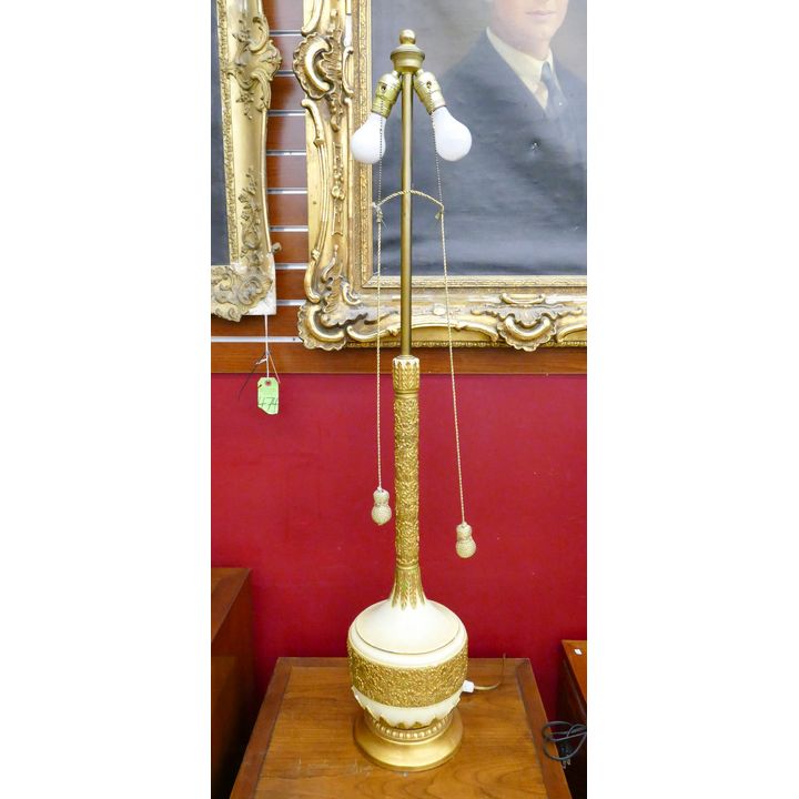 Vintage Gilt Floral Metal Tall Table Lamp- 48''