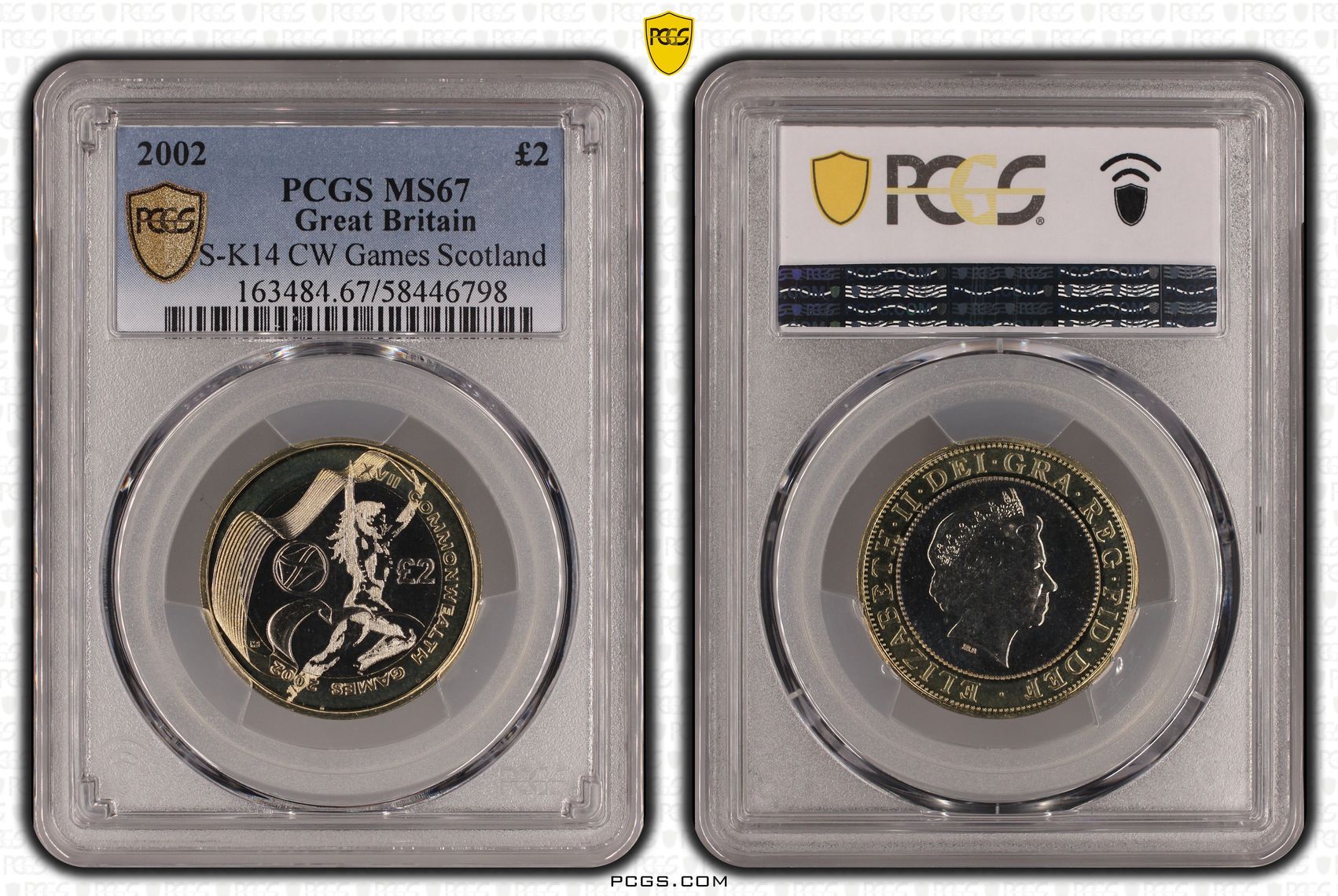 Great Britain, Elizabeth II, S-K14 CW Games Scotland, Two Pound, 2002, PCGS MS67