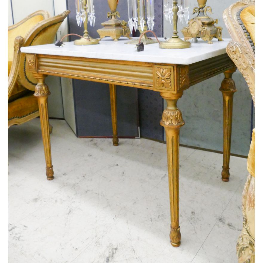 French Gilt Carved Marble Top Lamp Table- 25x32x24''