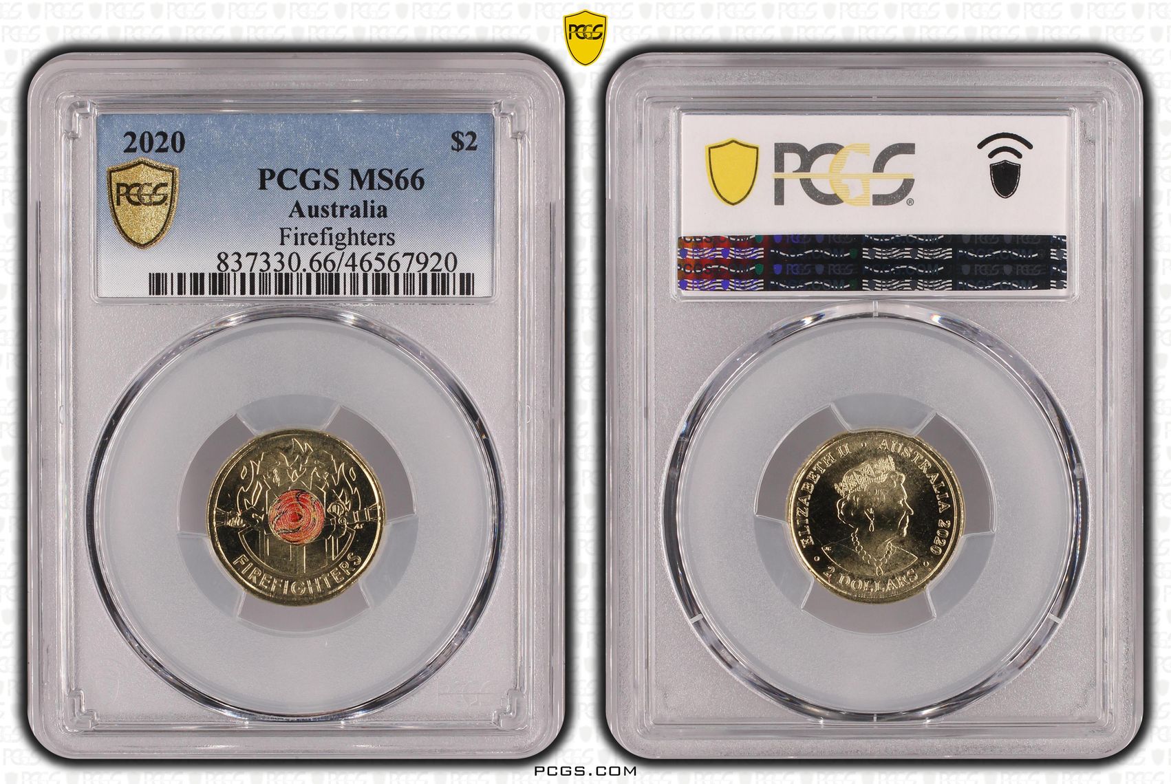 Firefighters Colourised, Two Dollar, 2020, PCGS MS66