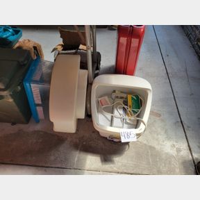 Electric foot bath massager, stool riser, and plastic animal box