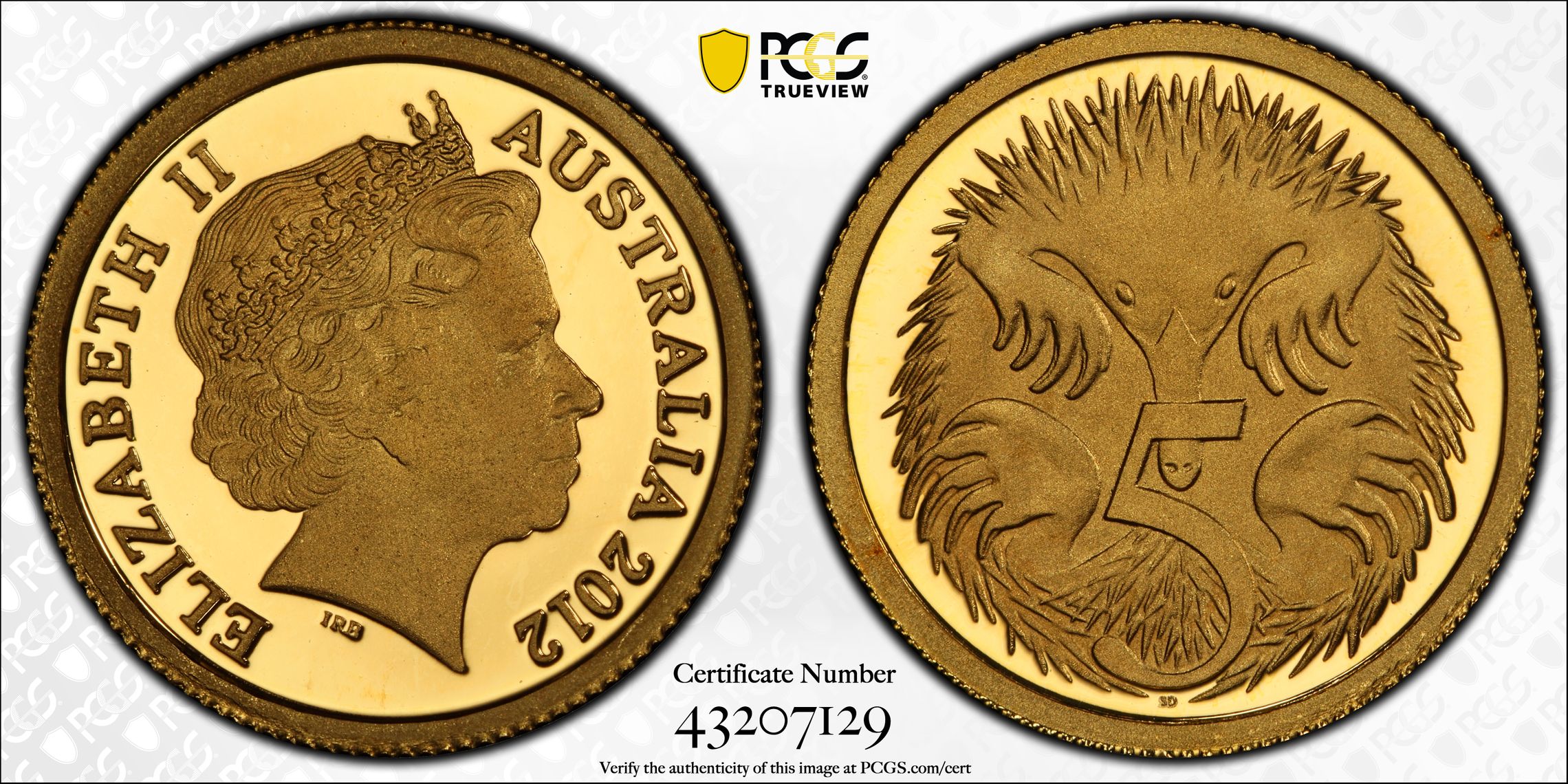 2012 Australia Five Cent, 5c Echidna PCGS - PR69DCAM -129