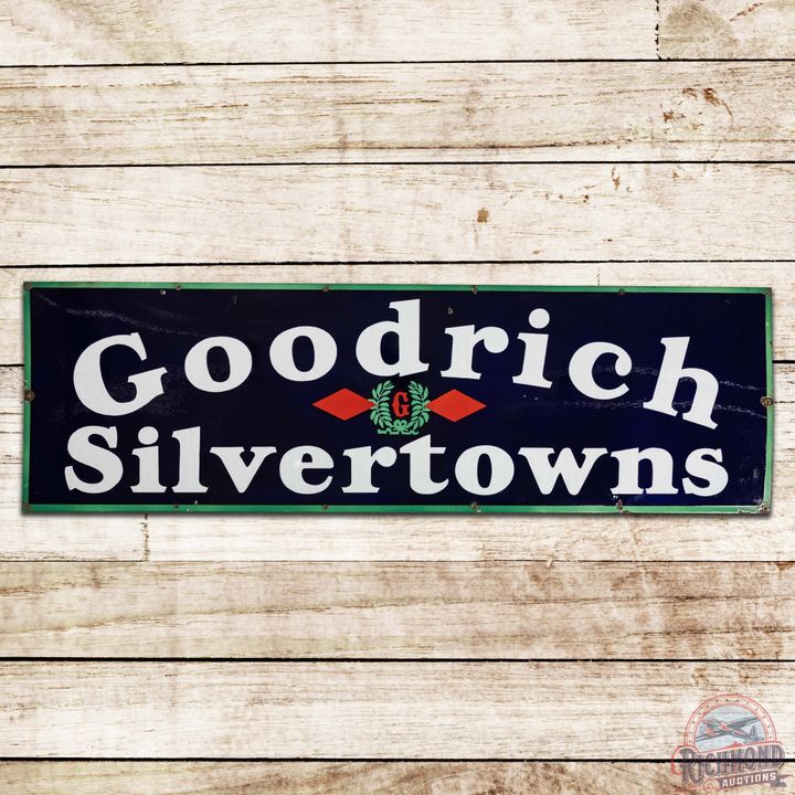 Goodrich Silvertowns Tires SS Porcelain Sign w/ Logo