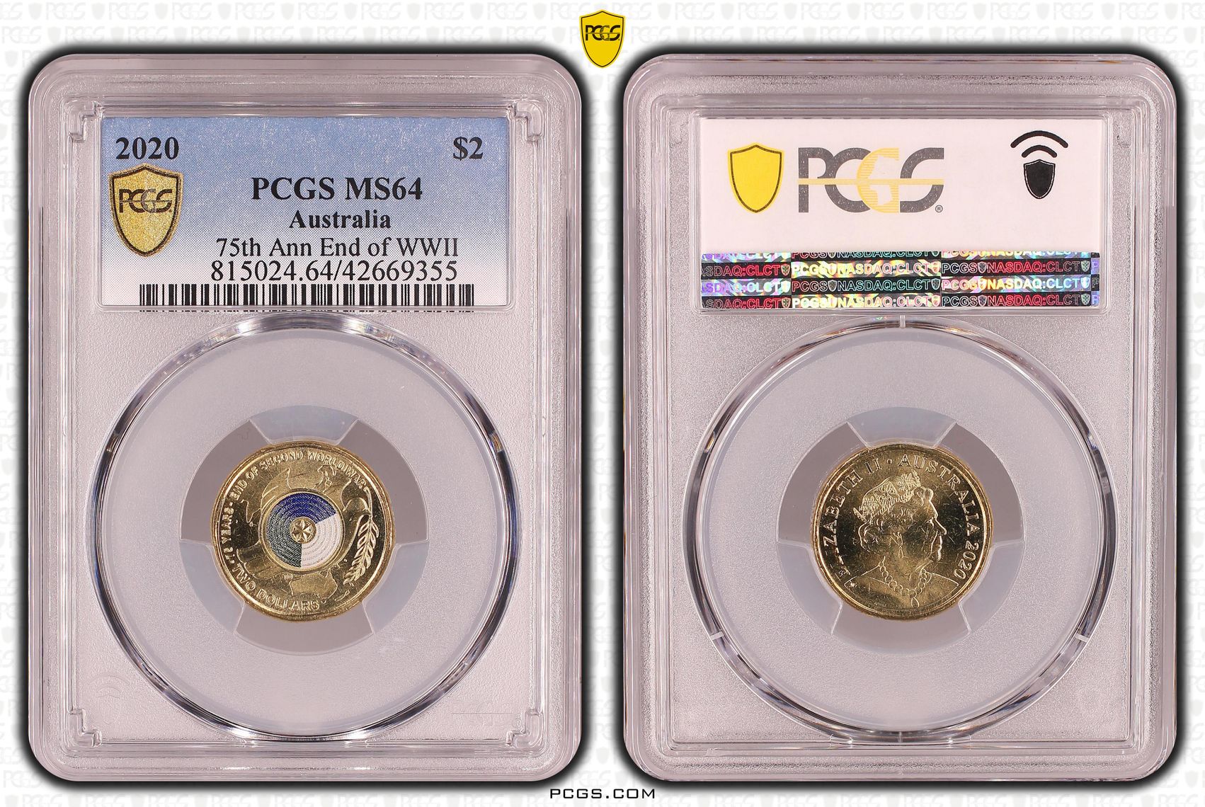 Elizabeth II, 75th Ann End of WWII, Two Dollar, 2020, PCGS MS64