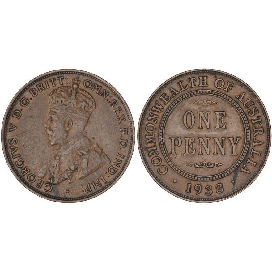 1933/2 Australia Penny Overdate VF
