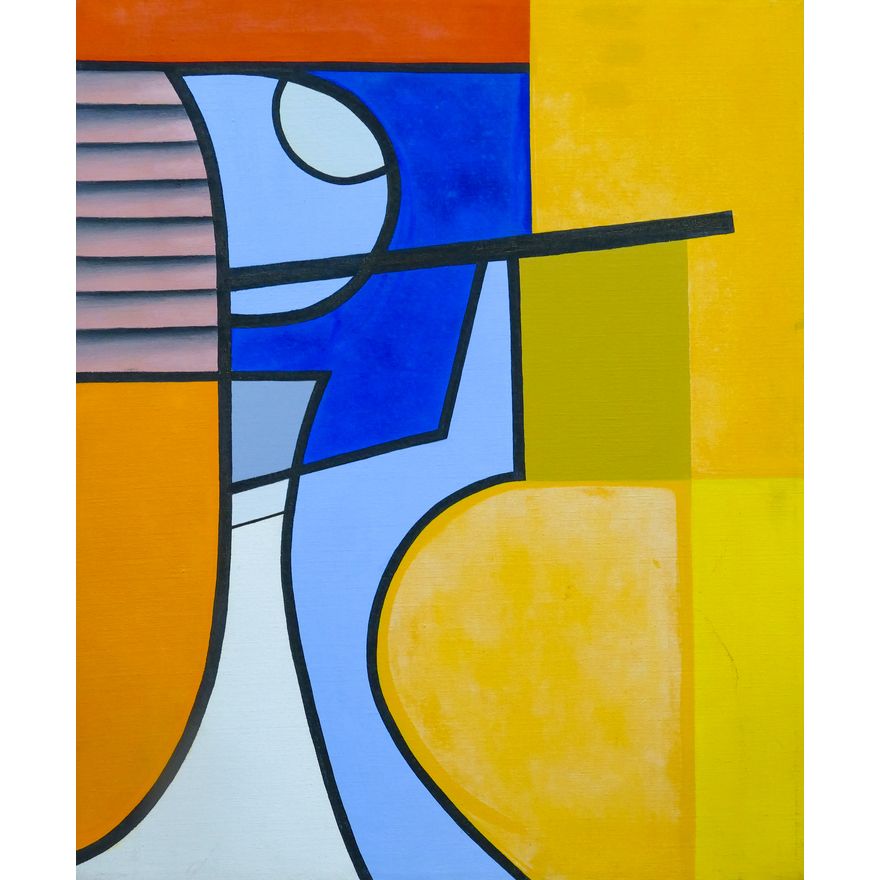 Porter Lewis ''Cubist Composition'' Oil on Canvas 22''x18''