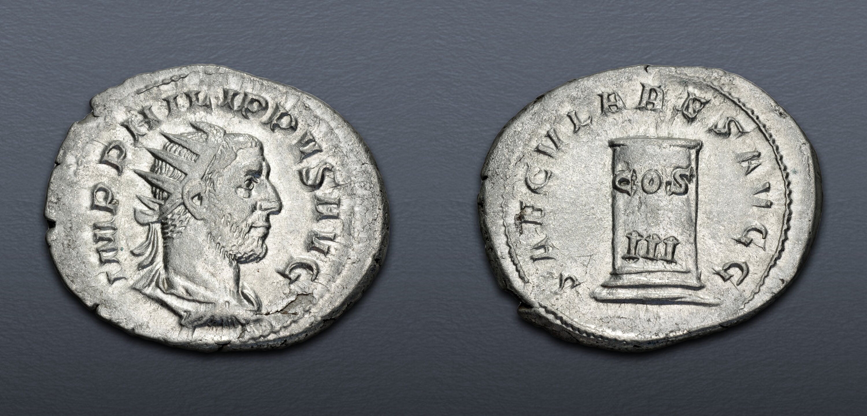 Philip I. AD 244-249. AR Antoninianus (24mm, 4.25 g, 5h). Ludi ...