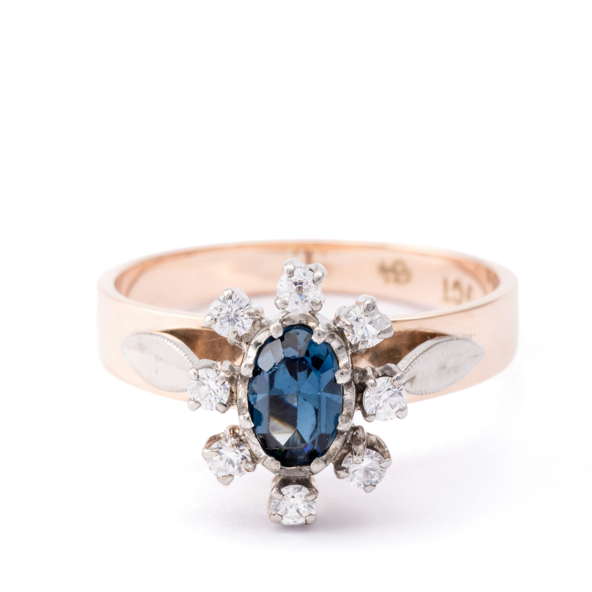Vintage Sapphire & Diamond Ring 9ct Gold,