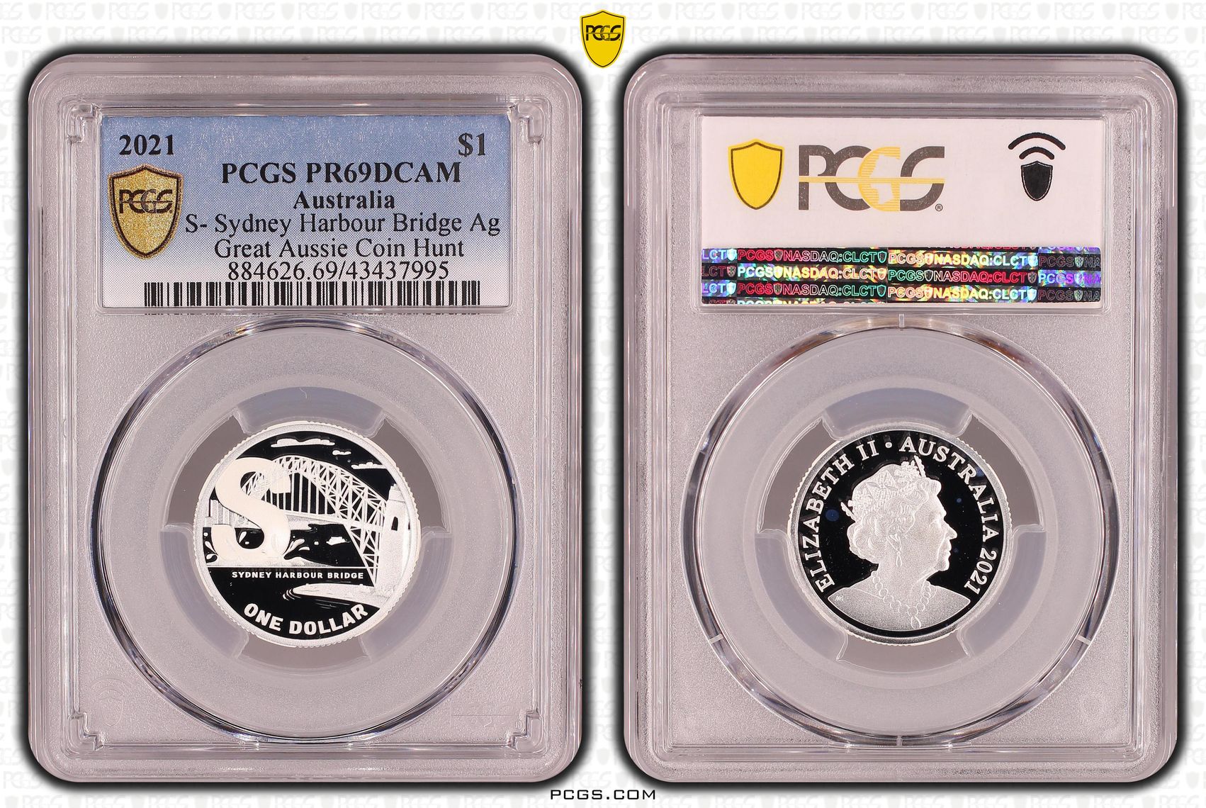Elizabeth II, Silver, S- Sydney Harbour Bridge, Great Aussie Coin Hunt, One Dollar, PR69DCAM , 2021 PCGS POP - 3/0