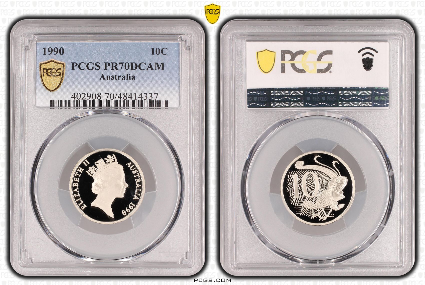 Elizabeth II, Ten Cent, 1990, PCGS PR70DCAM