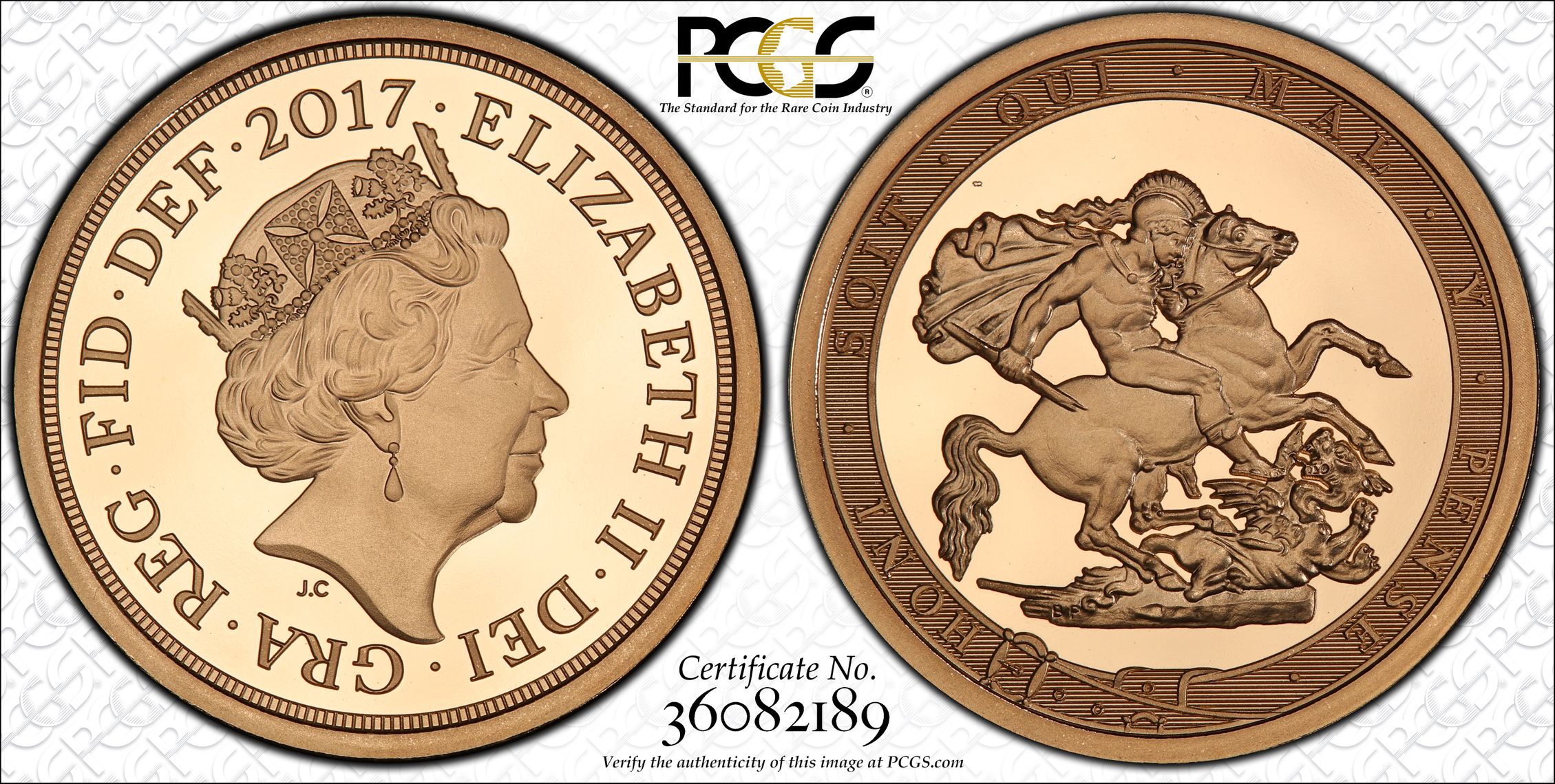 118 · Great Britain, Pistrucci Design, Sovereign, 2017, PCGS PR69DCAM