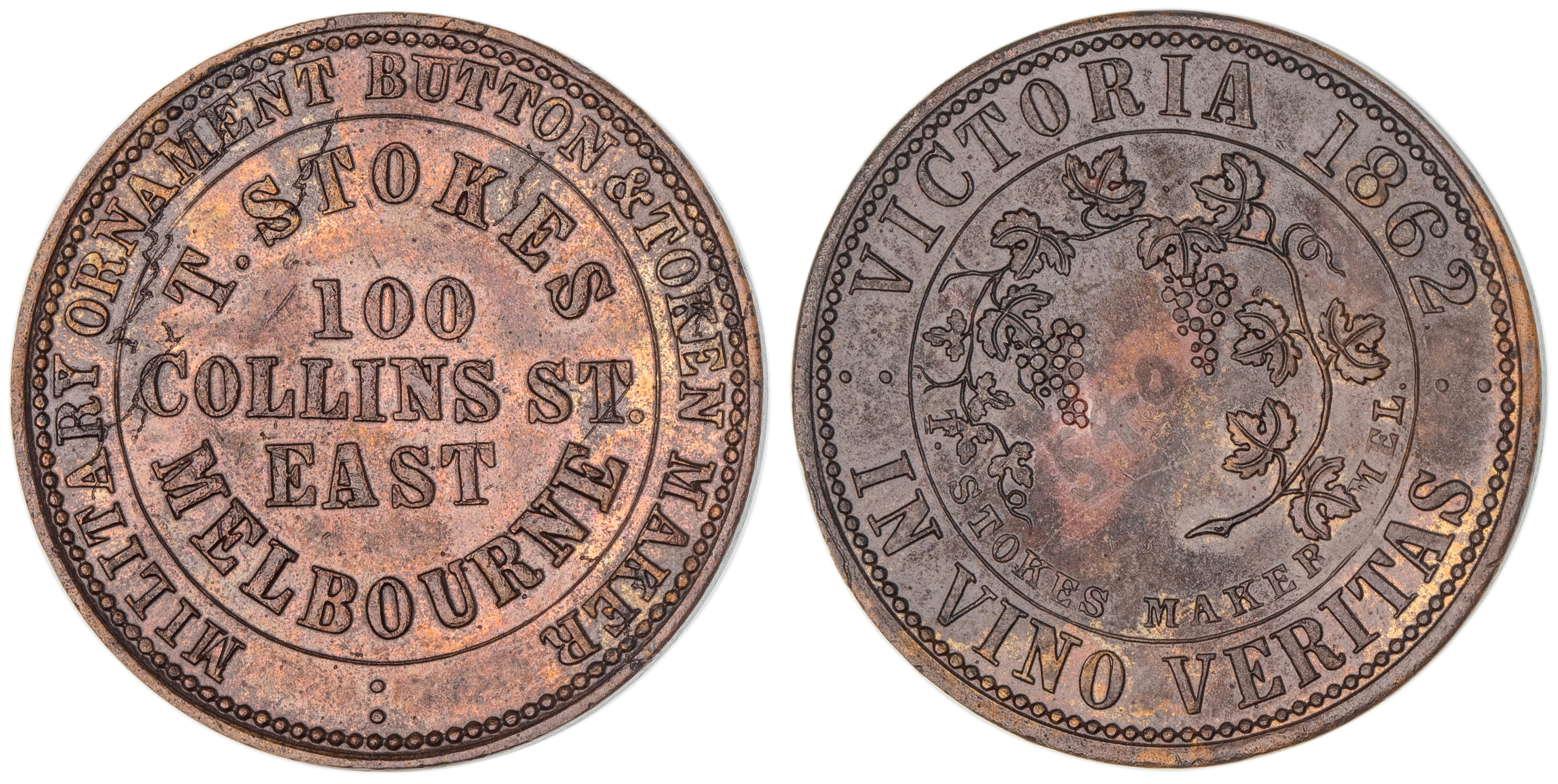 T. Stokes, Melbourne, Vic., Penny, 1862, EF