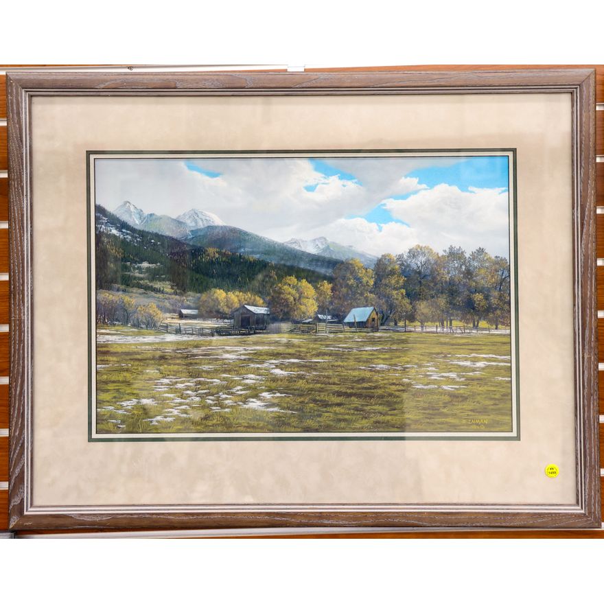 Jerry Inman (Montana) ''Homestead'' 1985 Pastel Painting Framed 25.5''x33''
