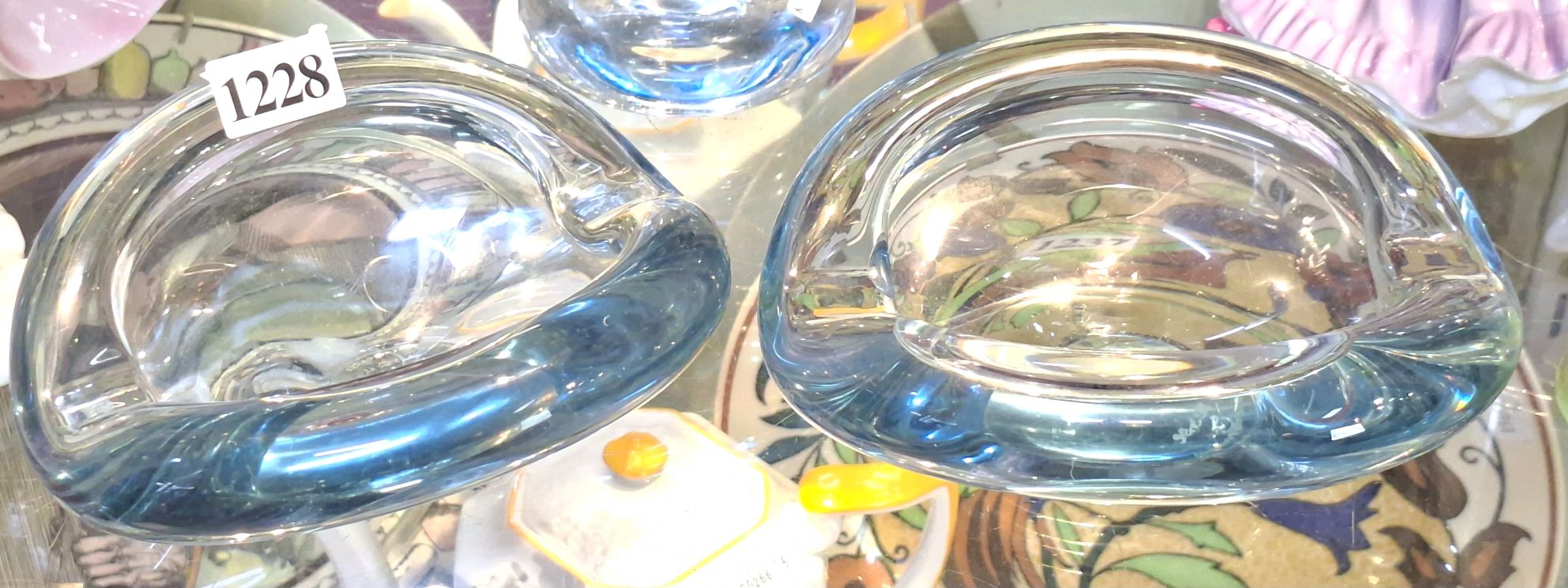 1228 · HOLMEGAARD BLUE 'AKVA' GLASS ASHTRAYS