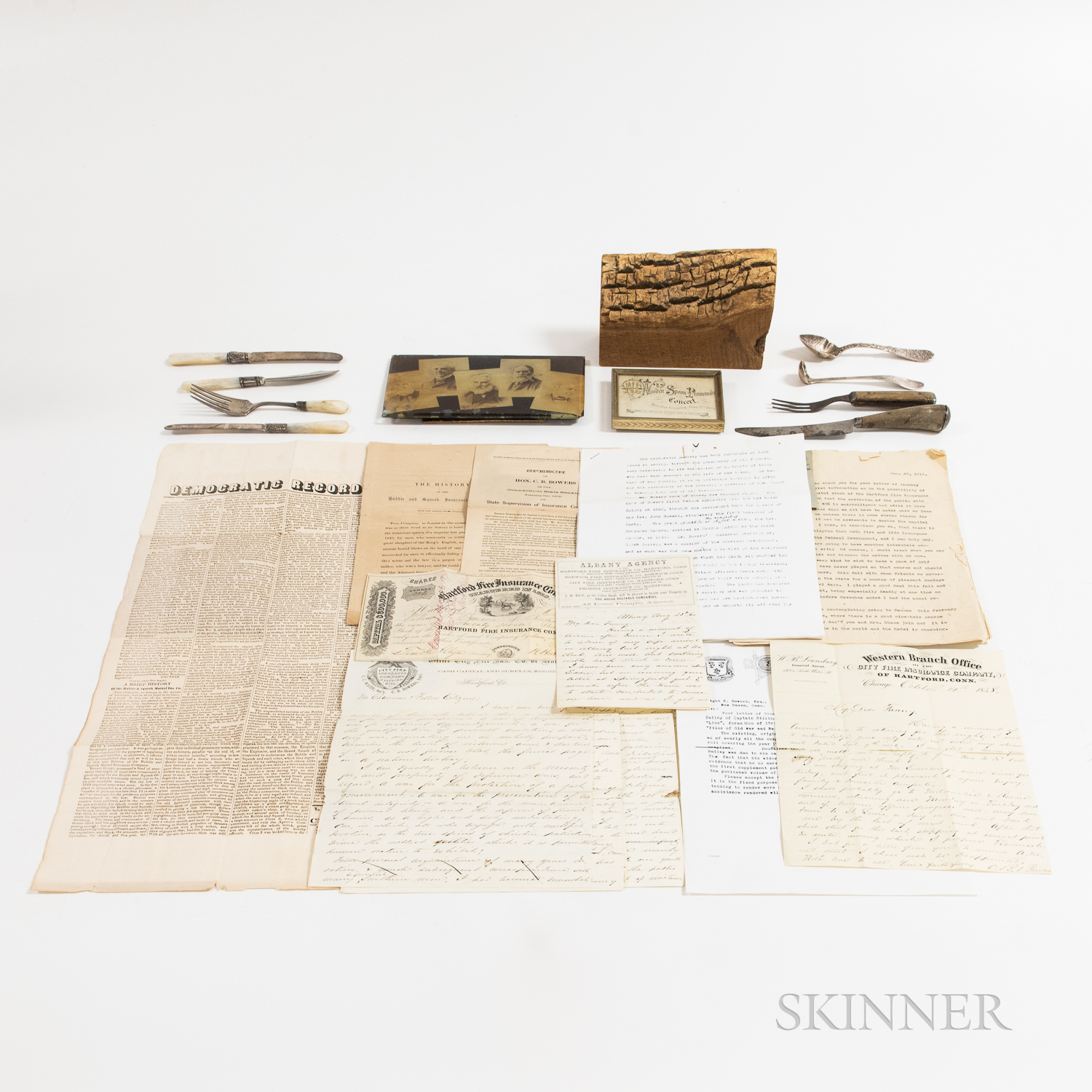 Group of Items Related to the Charter Oak, C.B. Bowers