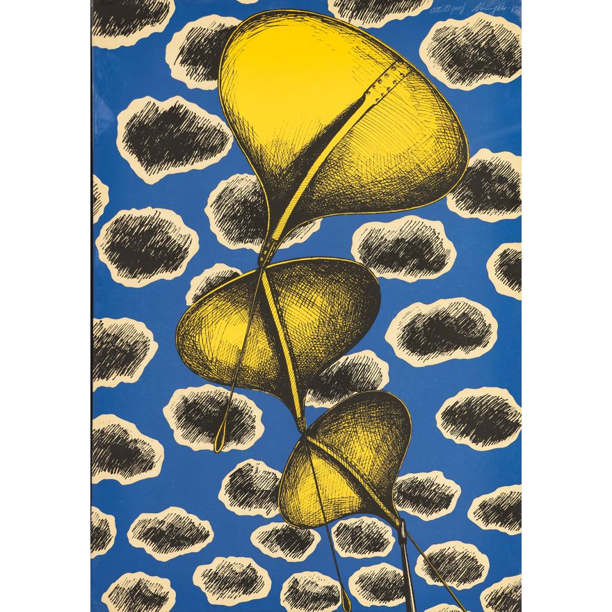 Susumu Shingu ''Kites'' 1975 Color Lithograph