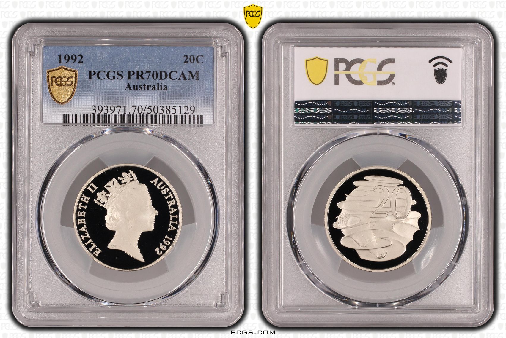 Twenty Cent, 1992, PCGS PR70DCAM