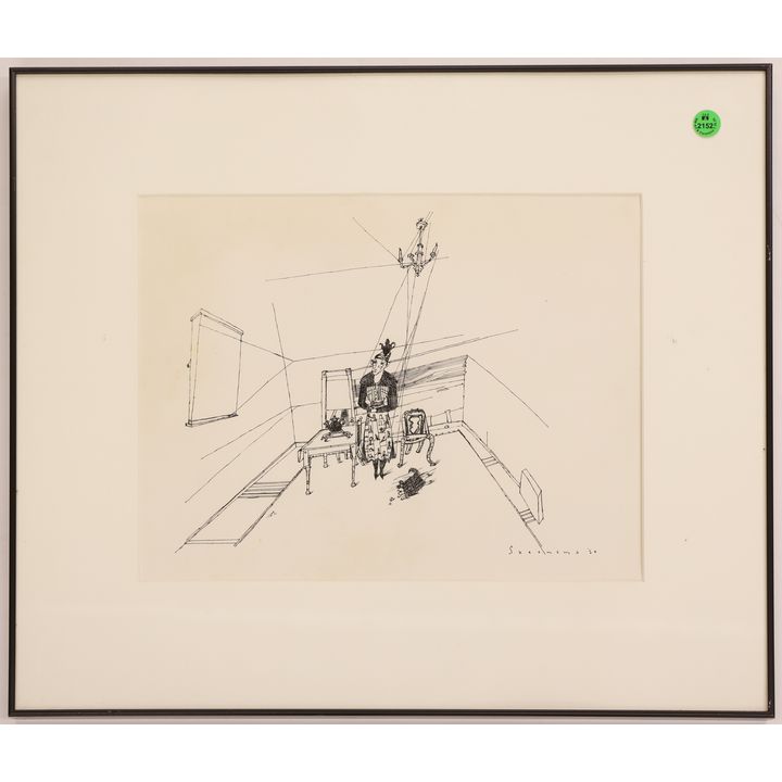 Jay Steensma ''Amellia: Work, Work, Work'' 1980 Ink on Paper Framed 18''x21''