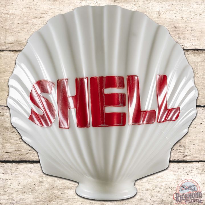 Shell Gasoline OPC Clamshell Milk Glass Gas Pump Globe