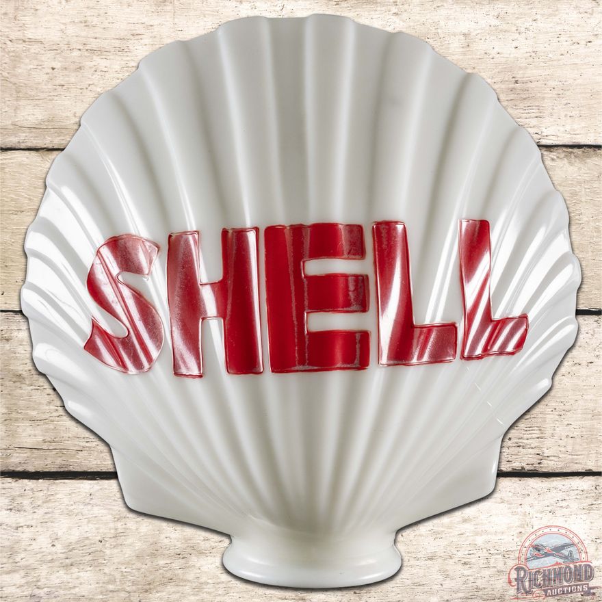 Shell Gasoline OPC Clamshell Milk Glass Gas Pump Globe