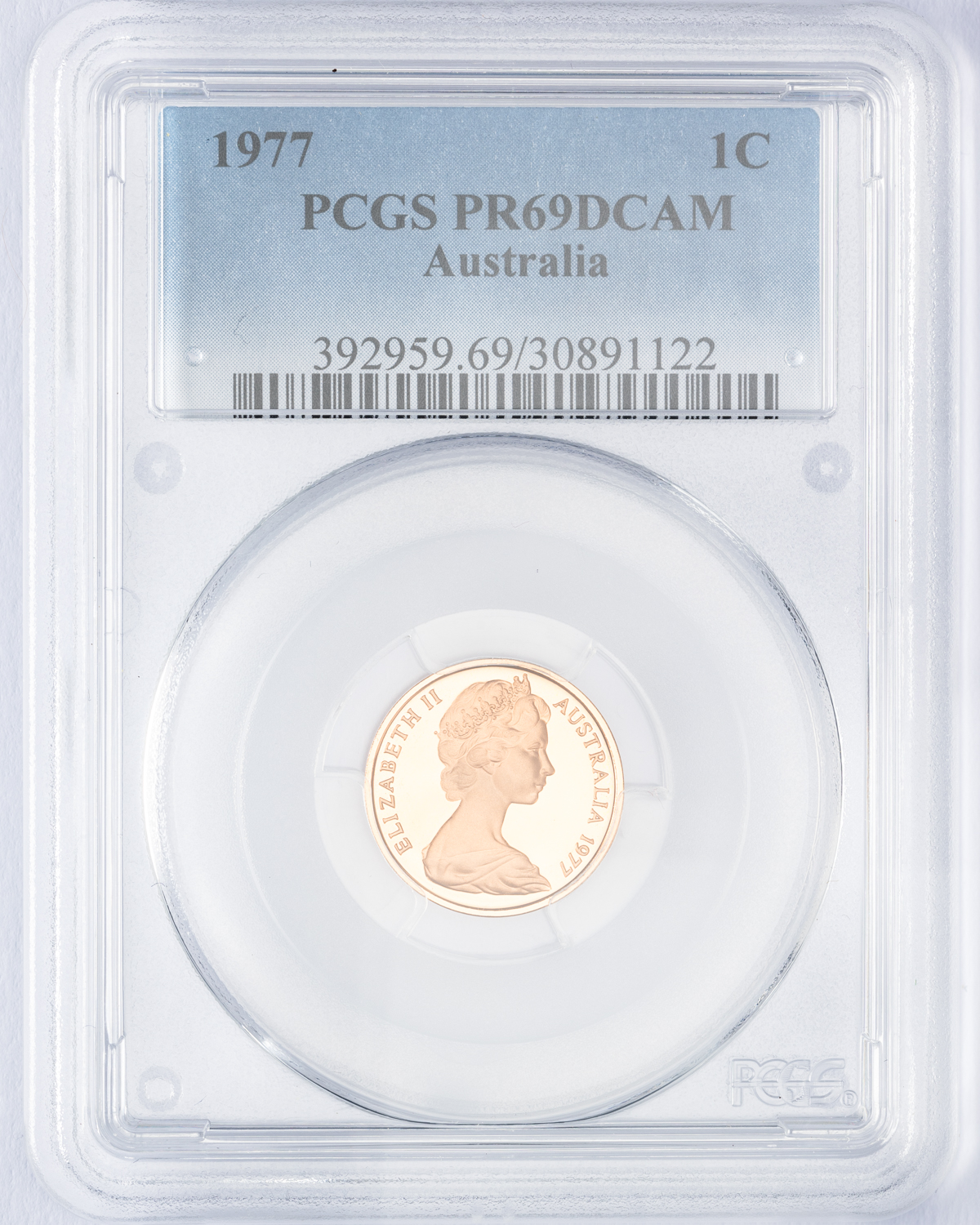 Elizabeth II, One Cent, 1977, PCGS PR69DCAM