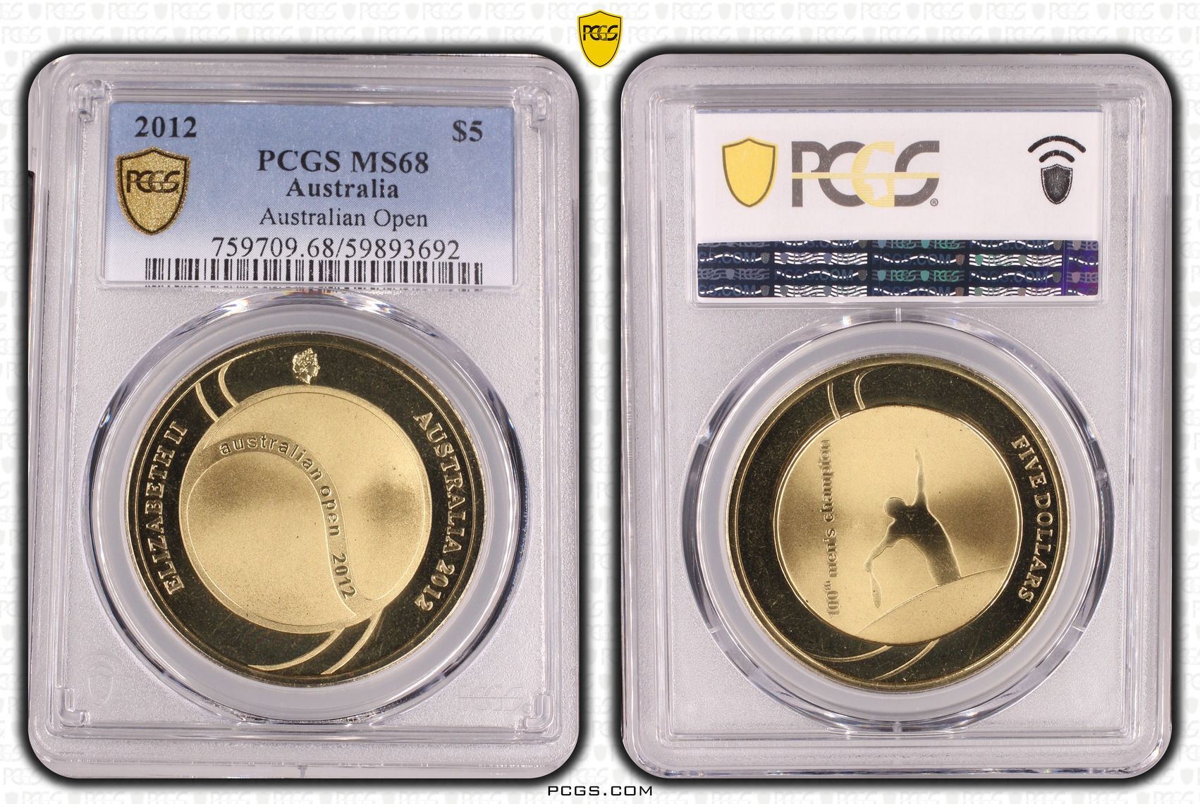 Australian Open, Five Dollar, 2012, PCGS MS68
