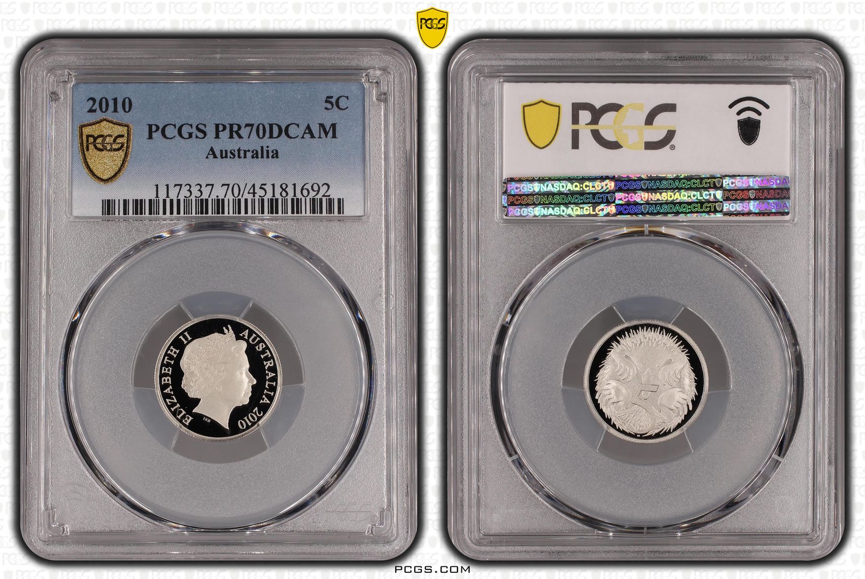 Elizabeth II, Five Cent, 2010, PCGS PR 70DCAM