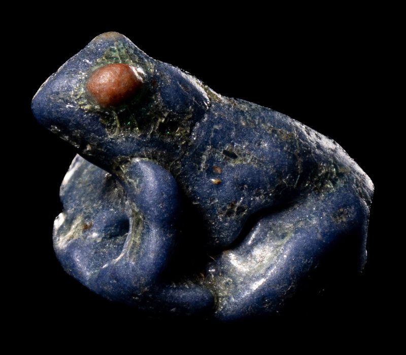 An Egyptian Faience Frog
Length 3/8 inches (.95 cm).