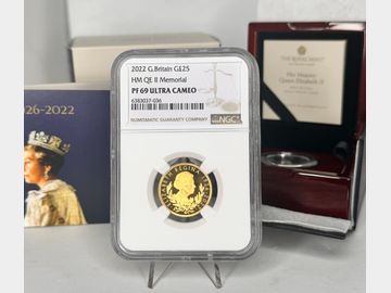 2022 'MEMORIAL' PROOF 1/4oz GOLD 25 POUND COIN PF69 UCAM