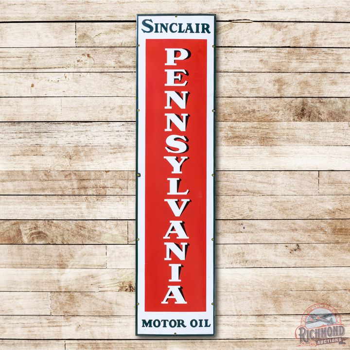 5' Sinclair Pennsylvania Motor Oil Porcelain Sign TAC 8.9
