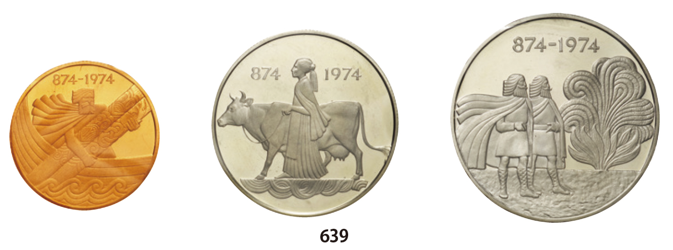 アイスランド　植民1100年銀貨2種 プルーフセット　1974年