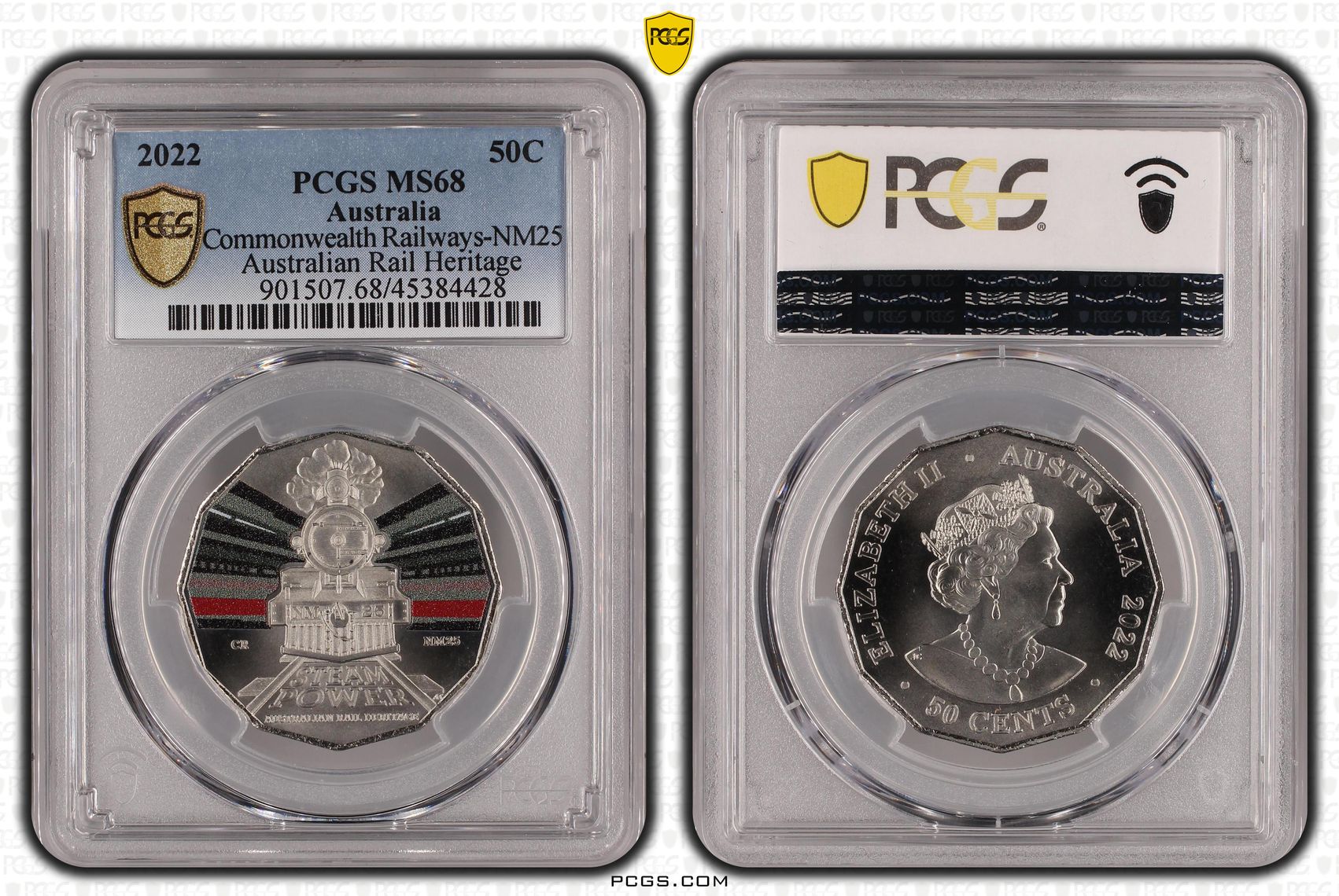 Commonwealth Railways-NM25 - Australian Rail Heritage, Fifty Cent, 2022, PCGS MS68