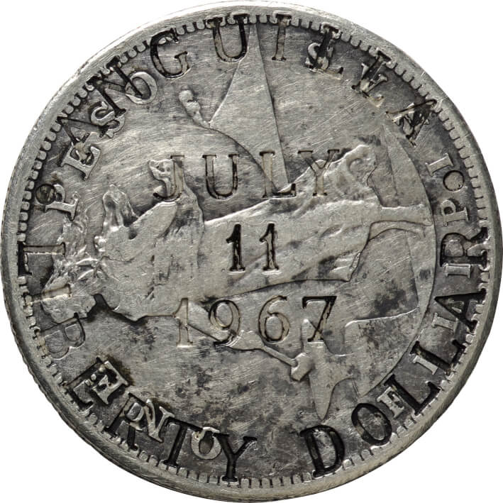 アンギラ-Anguilla. 1967. Silver. 1ドル(Dollar). リバティー・ダラー ...
