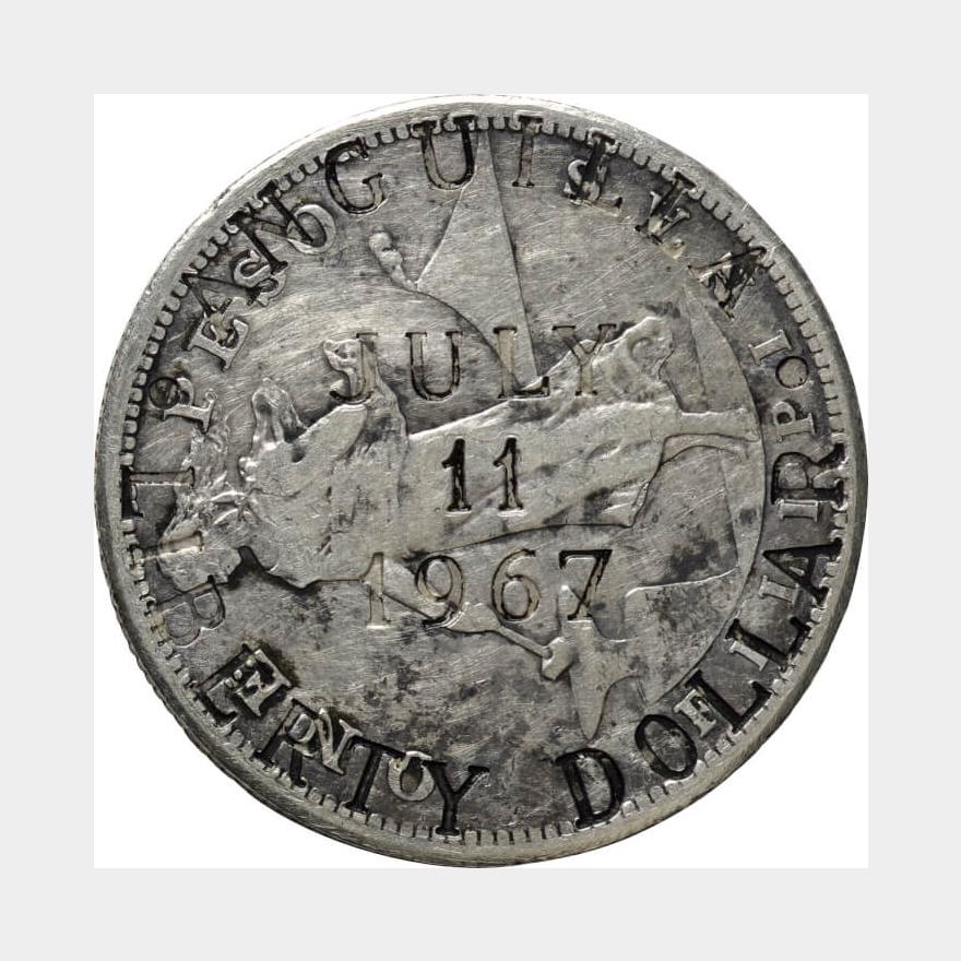 アンギラ-Anguilla. 1967. Silver. 1ドル(Dollar). リバティー・ダラー 
