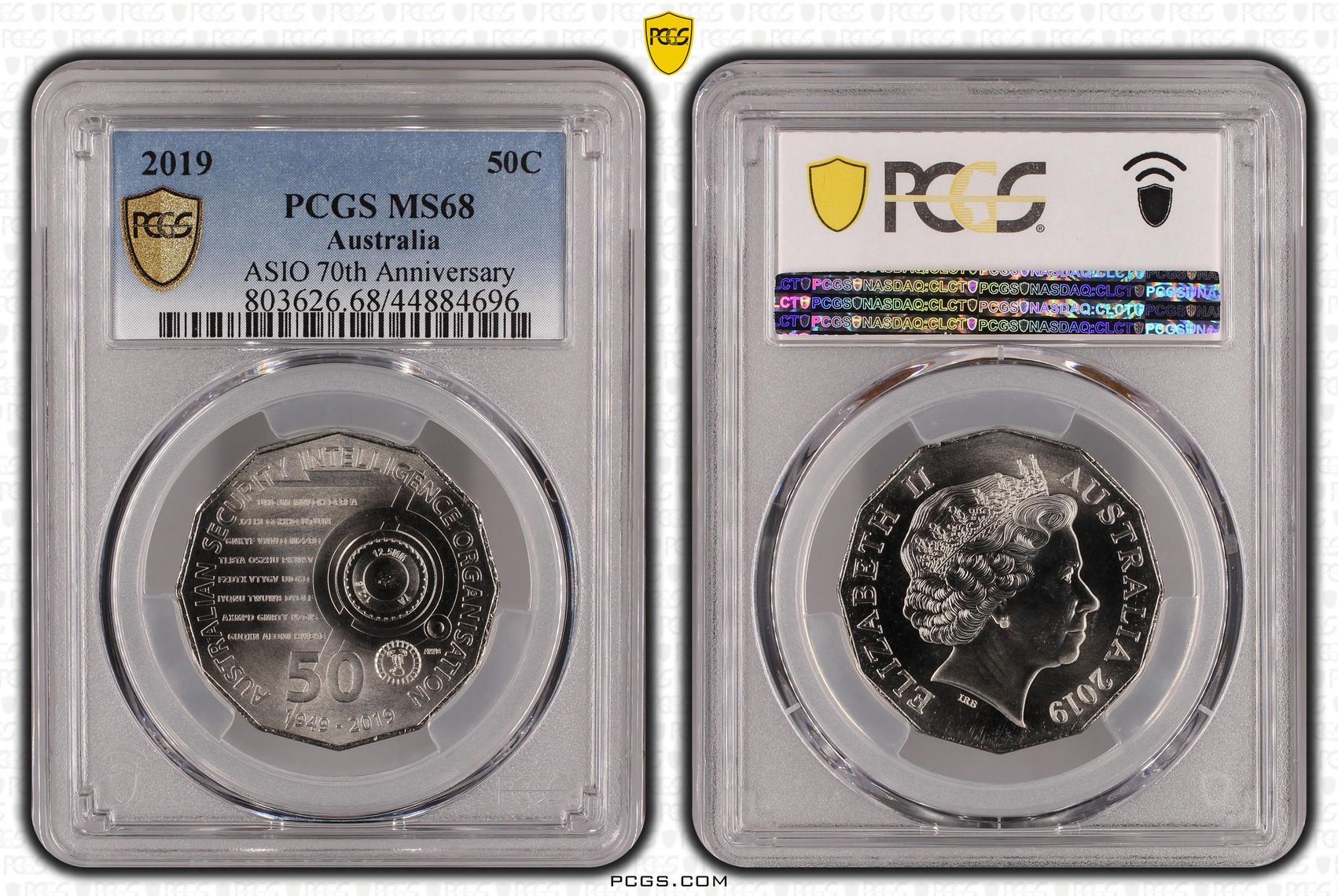 ASIO 70th Anniversary, Fifty Cent, 2019, PCGS MS68