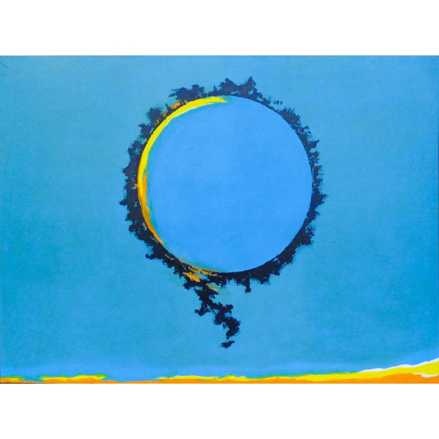 Porter A. Lewis ''Blue Void'' 1970's Large Oil on Canvas Framed 49''x66''