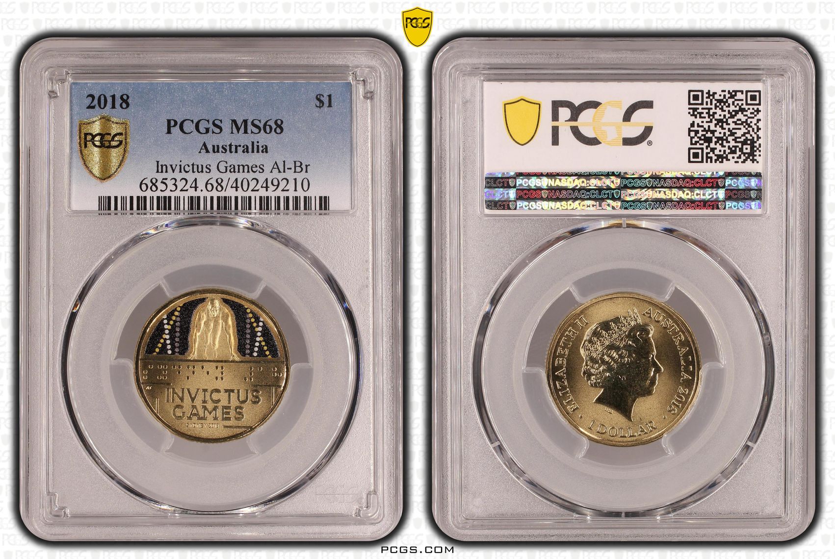 452 · Invictus Games Al-Br, One Dollar, 2018, PCGS MS68