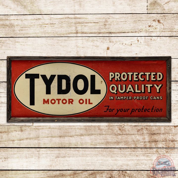 Tydol Motor Oil "Protected Quality in Tamper Proof Cans" Single Sided Tin Sign