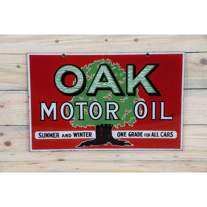 Oak Motor Oil w/ Logo Double Sided Porcelain Sign TAC 9.5 & 8.75