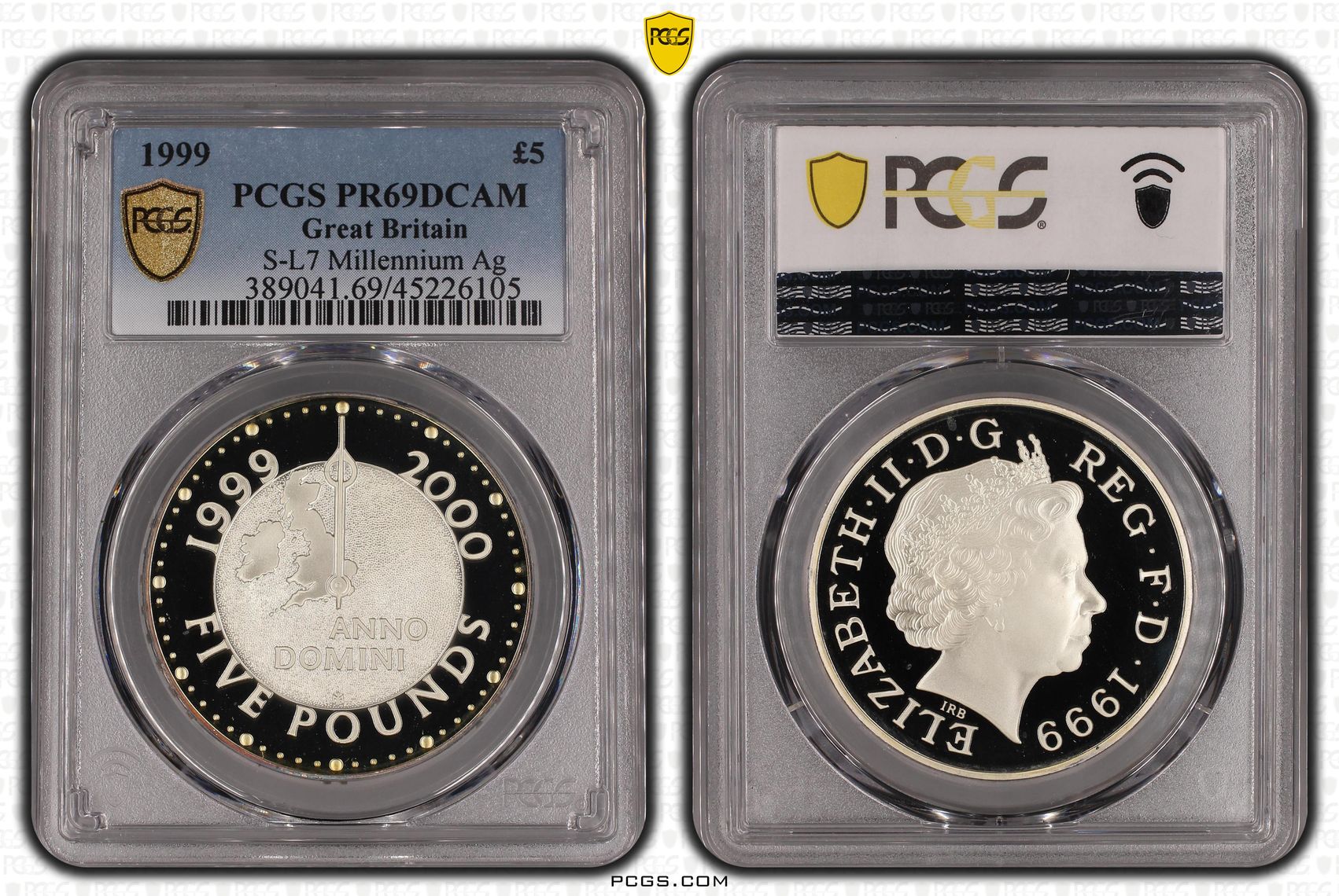 1999 Great Britain �5 Silver Proof S-L7 Millennium Ag PCGS - PR69DCAM -105