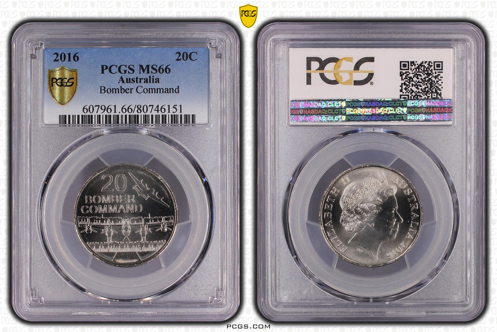 Bomber Command , Twenty Cent, 2016, PCGS MS66