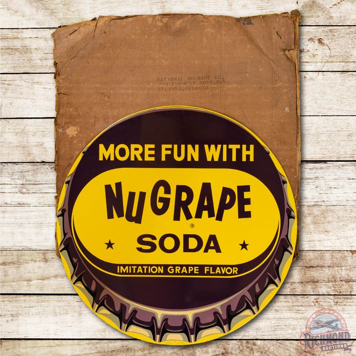 NOS 36" More Fun with NuGrape Metal Sign & Original Box TAC 9