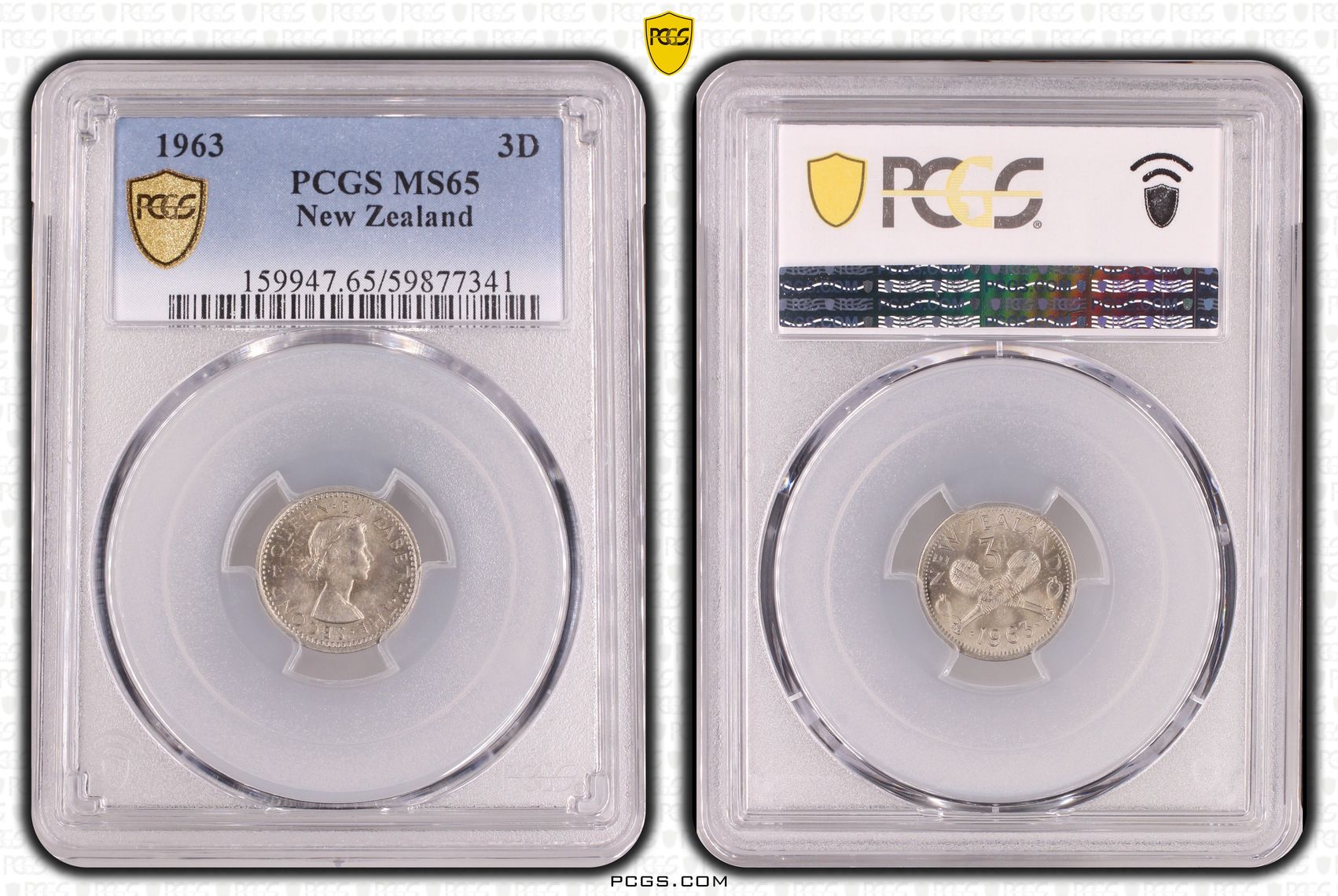 New Zealand , Threepence, 1963, PCGS MS65