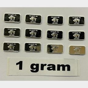 12 PCS SILVER .999 FINE SILVER BUFFALO BARS 1 GRAM