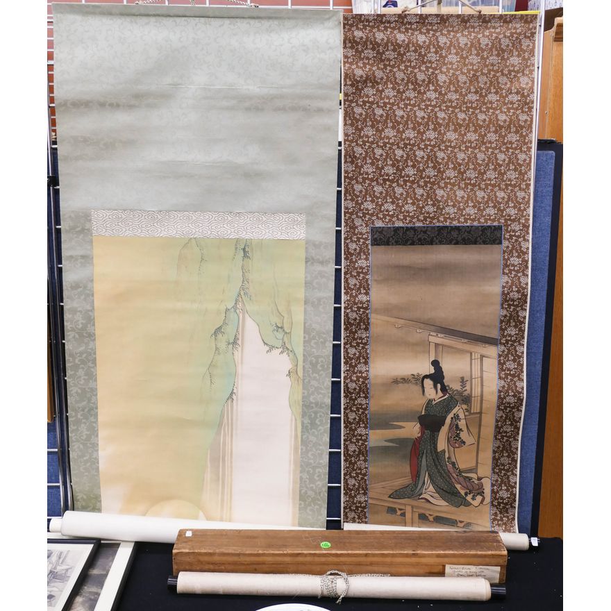 3pc Japanese Hanging Scrolls- Geisha Etc