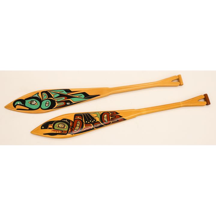 2pc Northwest Coast Painted Cedar Paddles
